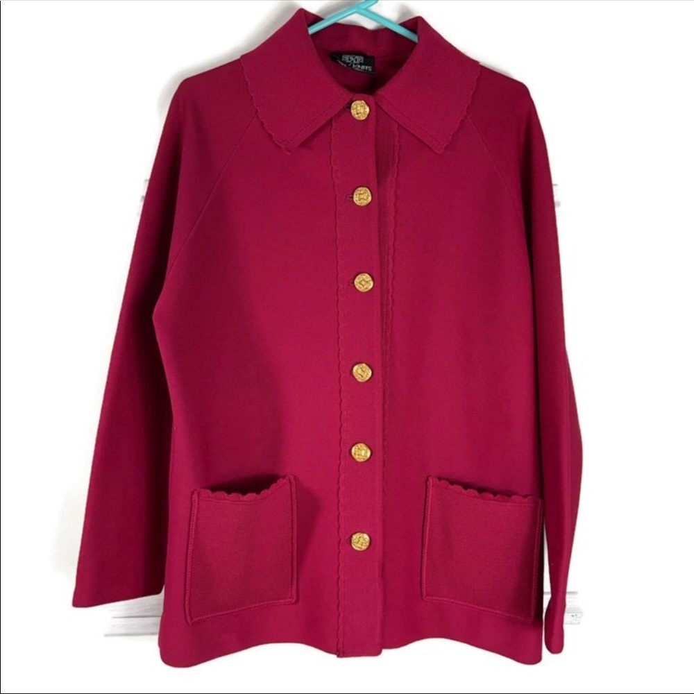 Vintage Hedy Knit Scallop Trip Gold Buttons Jacket